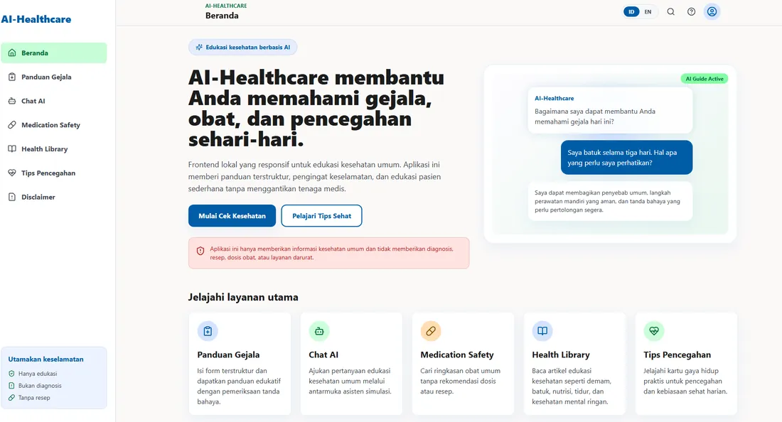 AI-Powered Healthcare Assistant interface preview