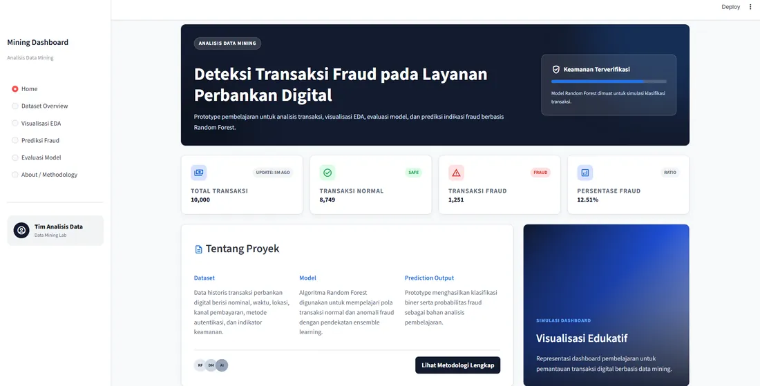 Digital Transaction Fraud Detection interface preview